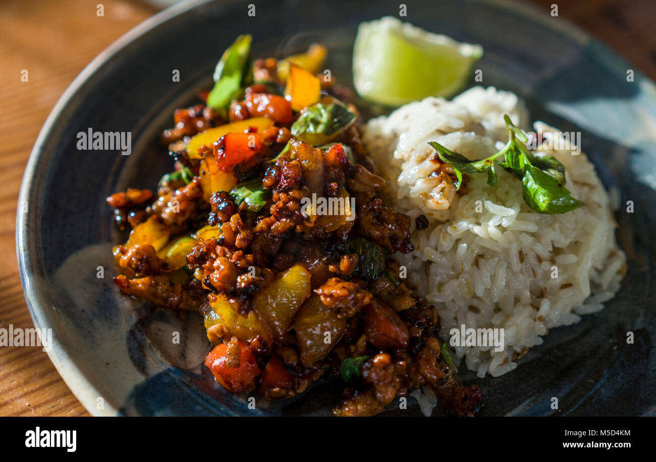 Thai basil turkey - Simply Cook recipe Stock Photo