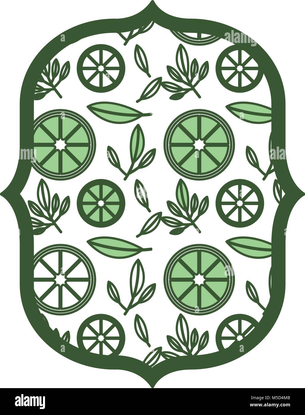 orange with leafs frame slice fresh and citrus fruit Stock Vector Image ...