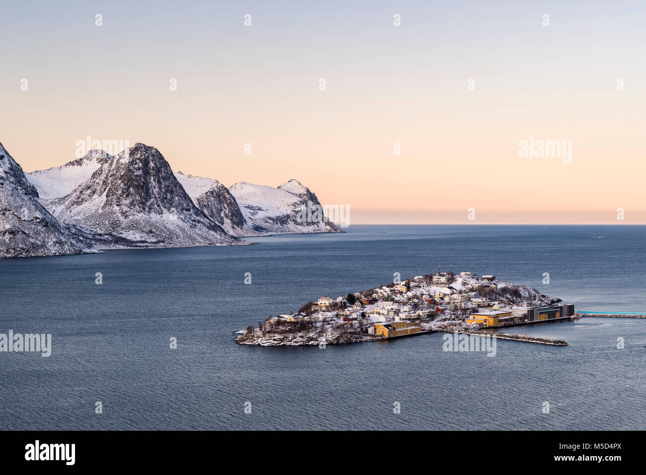 View Of The Fishing Village Husoy Husoy Senja Island Troms Norway Stock Photo Alamy