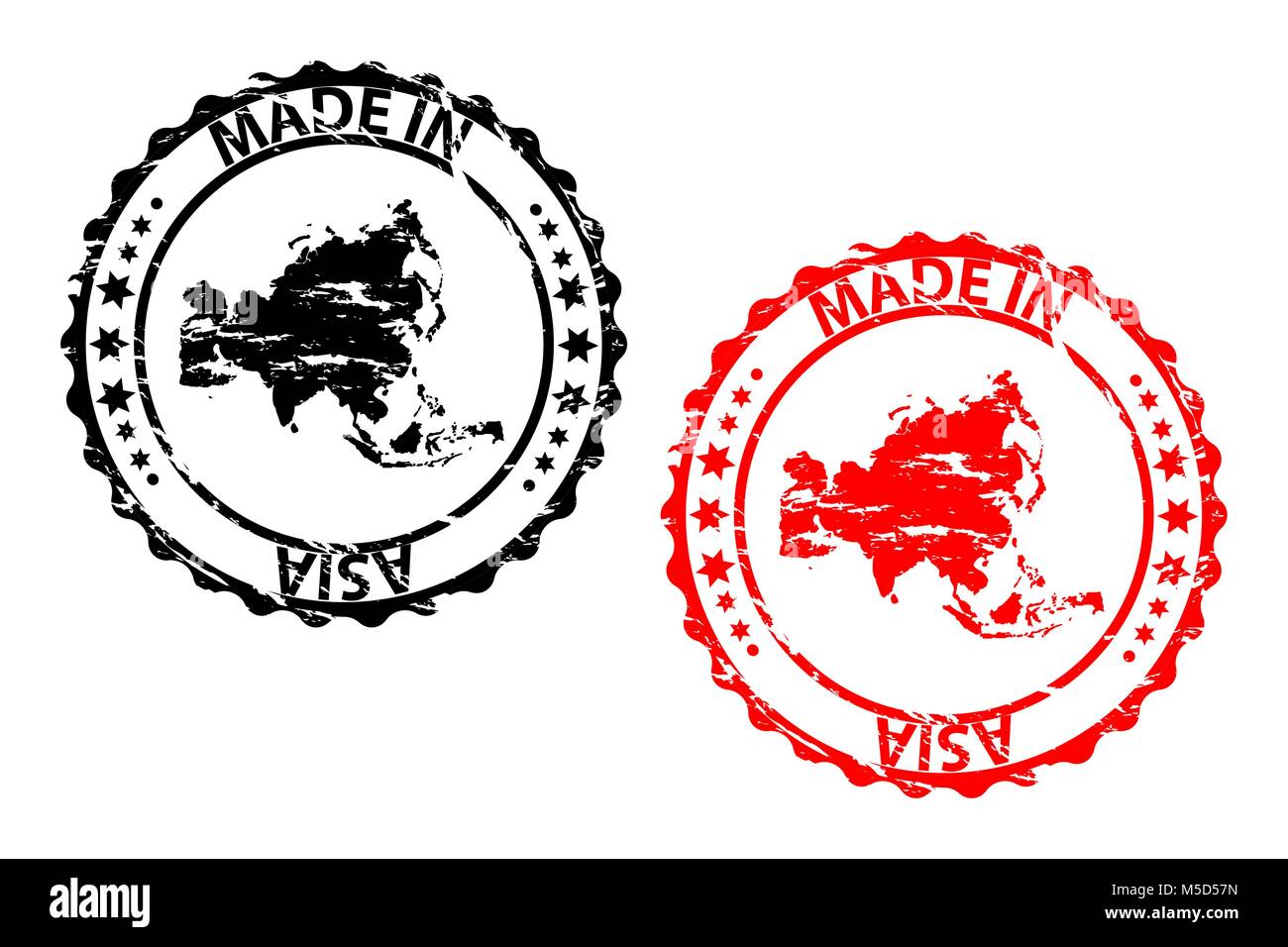 Made In Asia Rubber Stamp Vector Asia Continent Map Pattern Black And Red Stock Vector Image Art Alamy