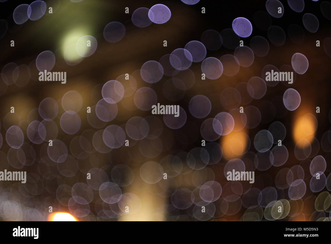 backlighting, blur, blurred, blurring, bokeh, circle, city, dark, garland, lanterns, light, night, shadow, street, texture Stock Photo