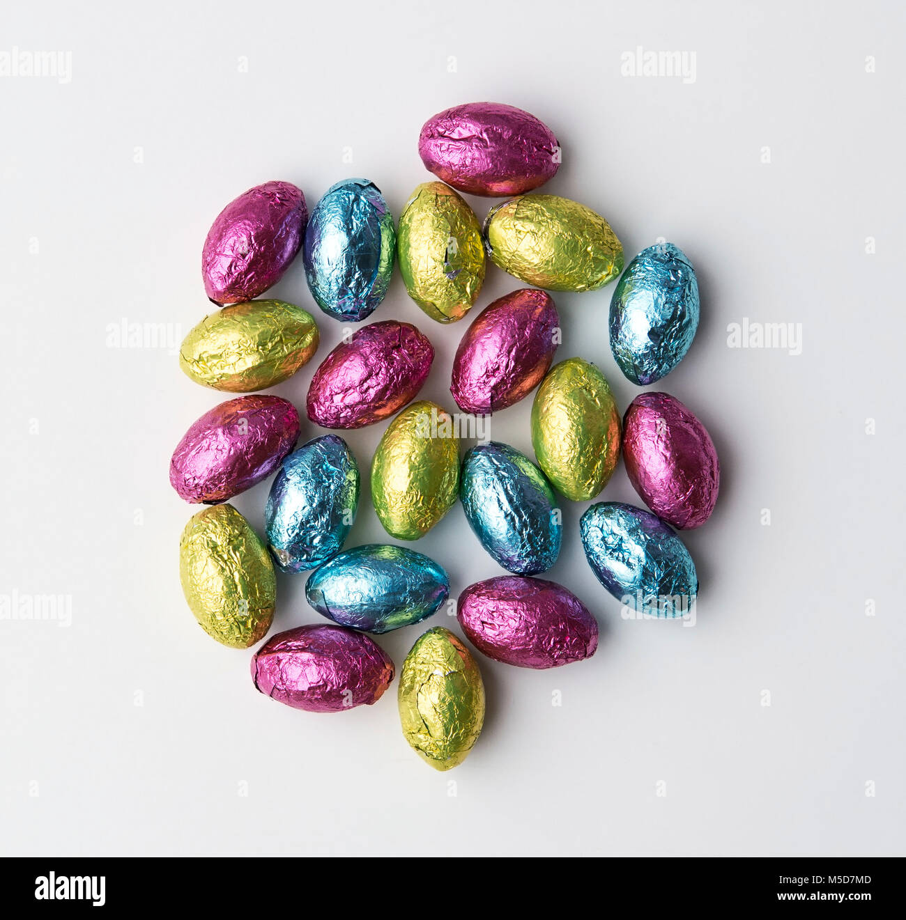 easter candy in colorful foil wrappers Stock Photo