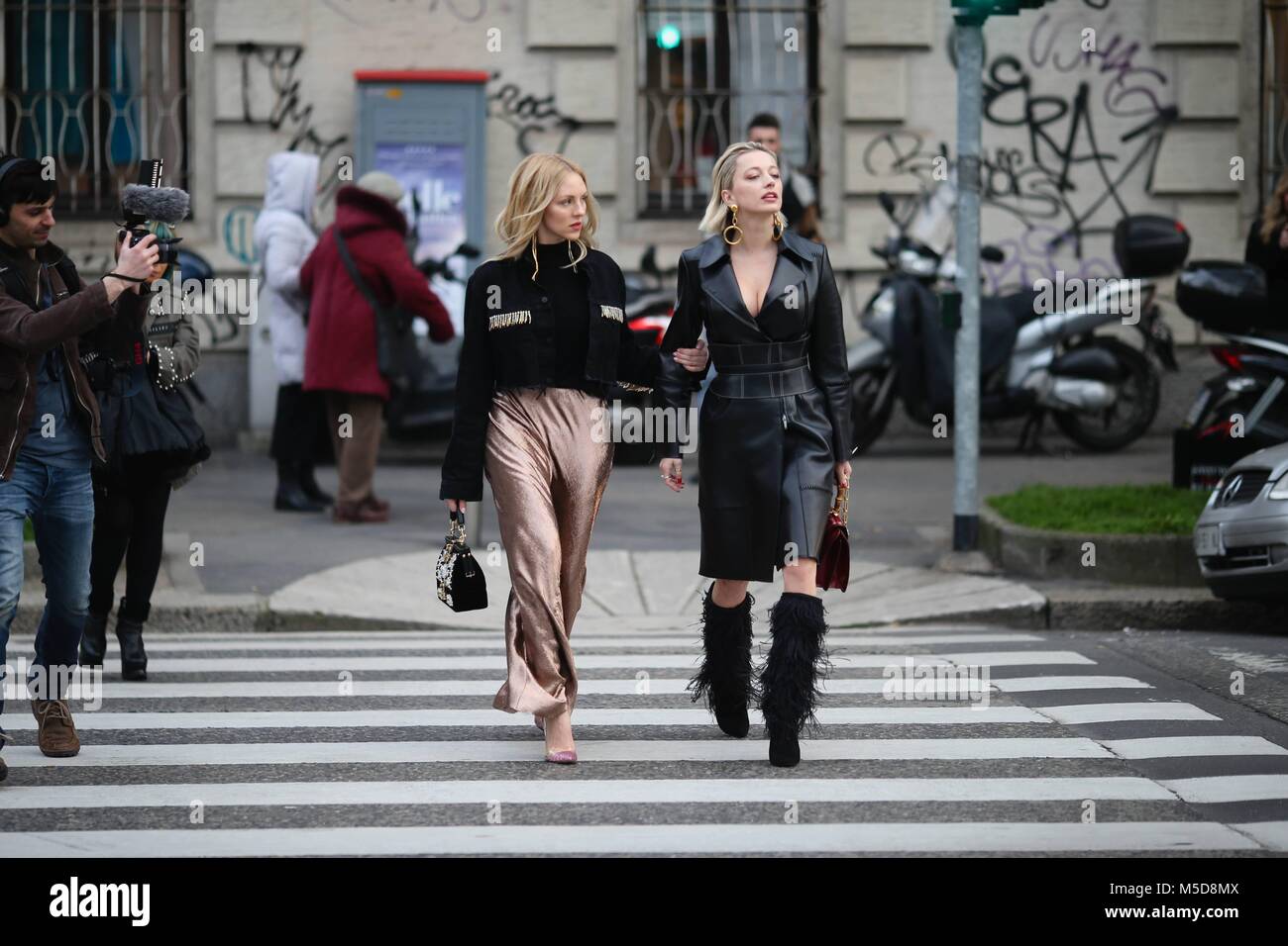 Shea Marie and Caroline Vreeland attending the Alberta Ferretti show