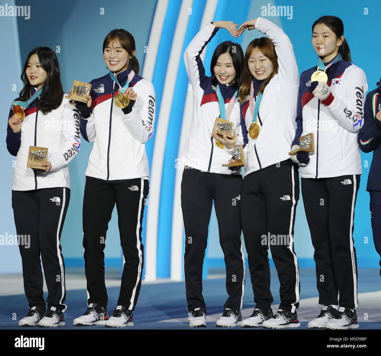21st Feb, 2018. S. Korean short track skaters win gold medals South