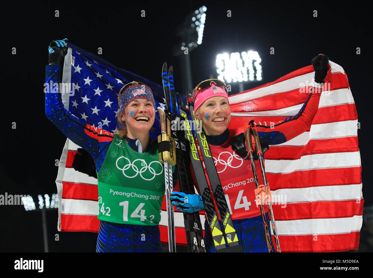 21st Feb, 2018. U.S. wins gold in women's team sprint free Jessica