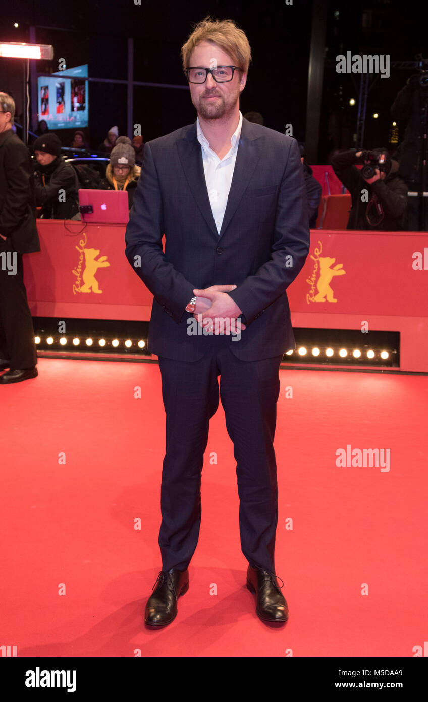 Berlin, Germany. 21st Feb, 2018. Joshua Leonard poses at the premiere of 'Unsane' during the 68th International Berlin Film Festival, Berlinale, at Berlinalepalast in Berlin, Germany, on 21 February 2018. · NO WIRE SERVICE · Credit: Hubert Boesl/dpa/Alamy Live News Stock Photo