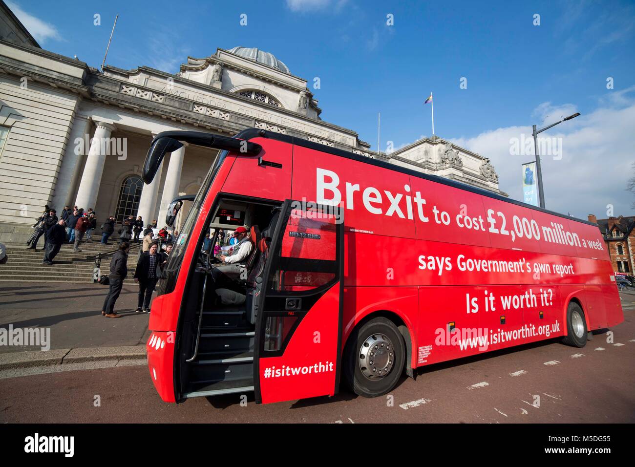 Cardiff, Wales, UK, February 22nd 2018. The Brexit Bus outside the National  Museum of Wales in Cardiff. Credit: Mark Hawkins/Alamy Live News Stock  Photo - Alamy