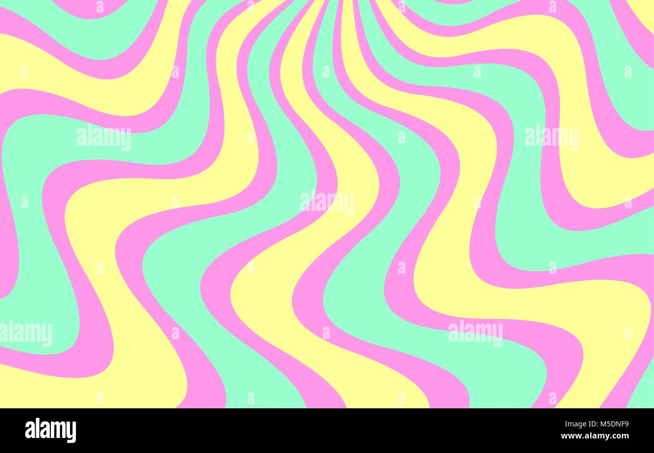 Vector background with Wavy Lines. Simple Background consisting of Stripe Shapes with Liquid effect of soft Color. Yellow, turquoise and pink Stock Vector