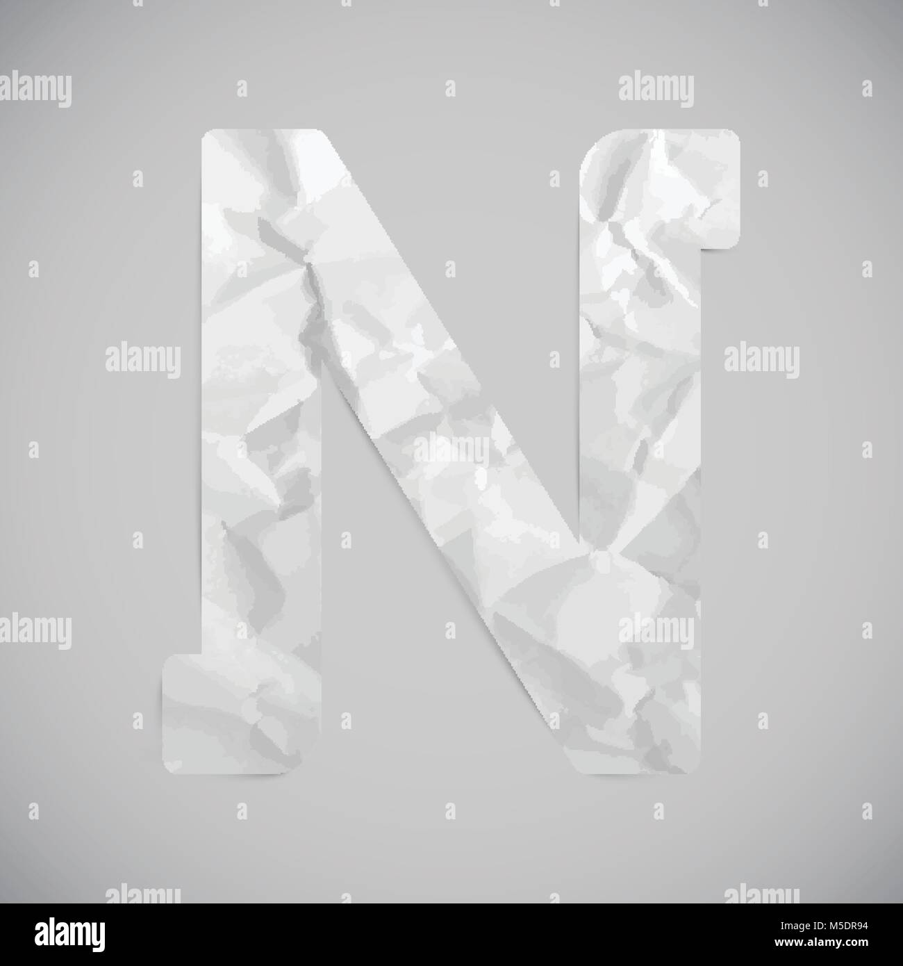Letter made by crumpled paper with shadows, vector Stock Vector Image ...