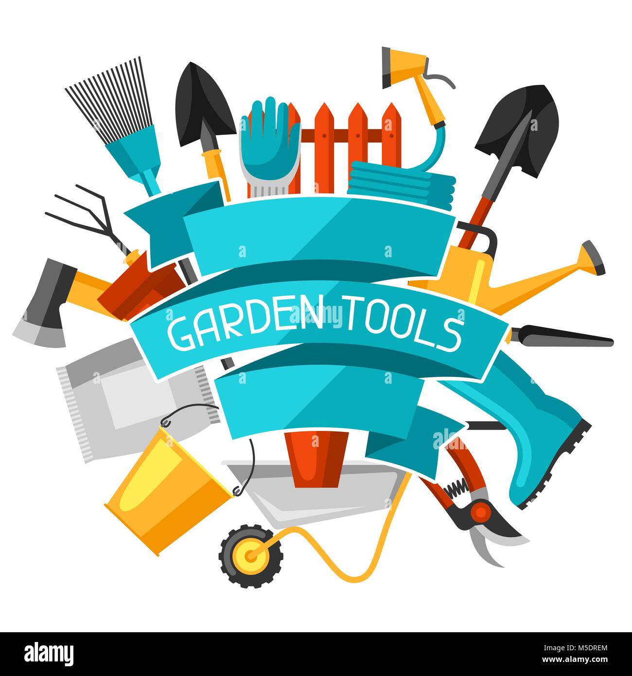 Concept background with garden tools and icons. All for gardening ...