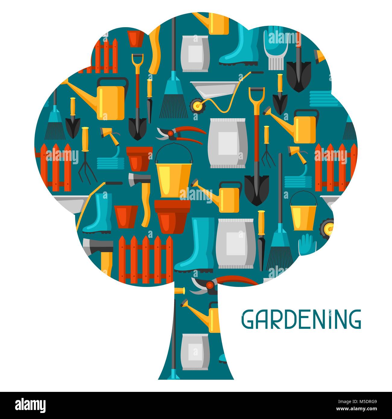 Concept background with garden tools and icons. All for gardening ...