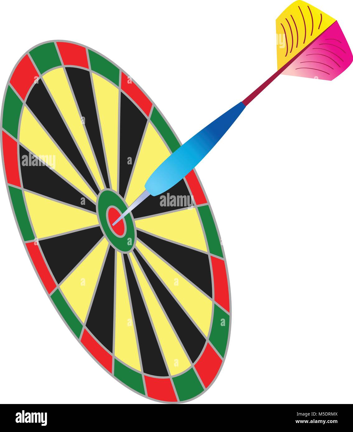 A cartoon dart hiting a bulls eye Stock Vector