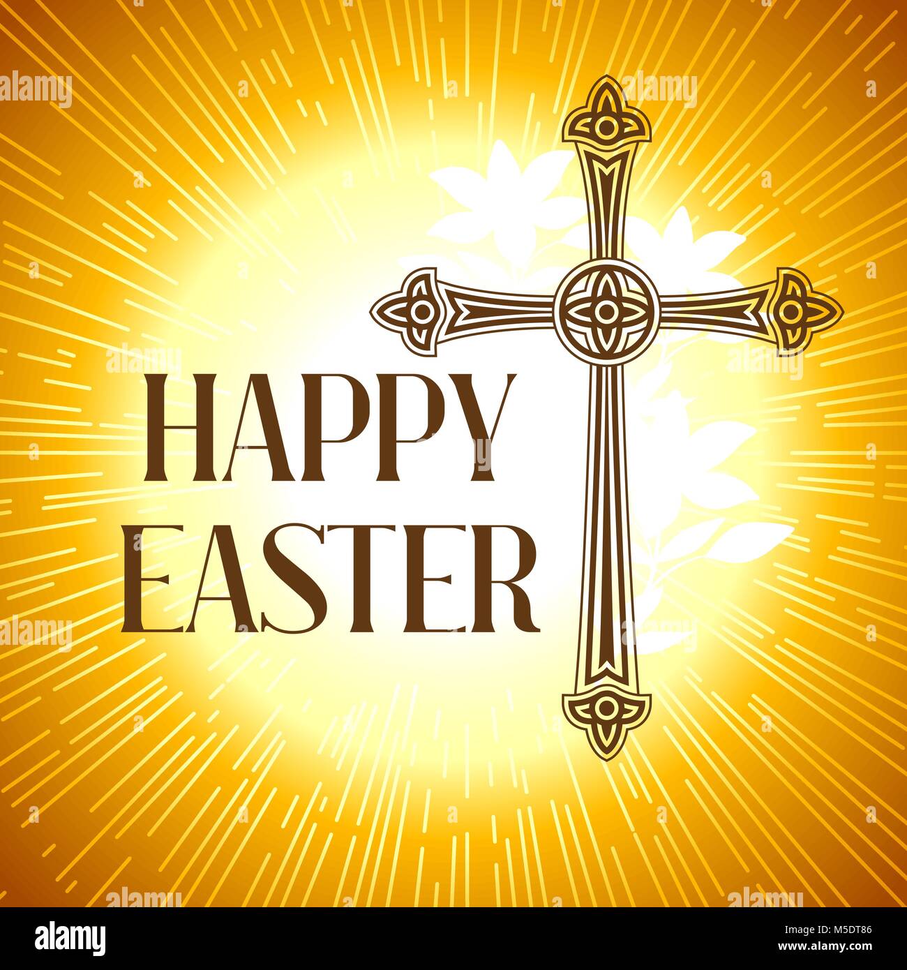 Silhouette of ornate cross. Happy Easter concept illustration or ...