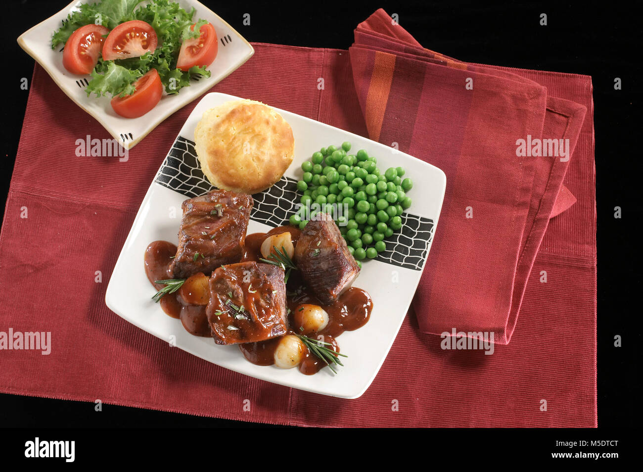Beef Boneless Short Ribs Dinner Stock Photo