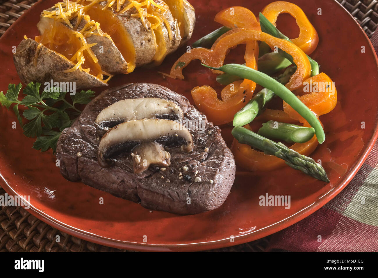 Beef & Baked Potato Dinner Stock Photo - Alamy