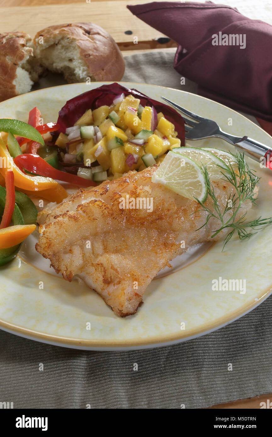 Haddock Fish Dinner Stock Photo Alamy