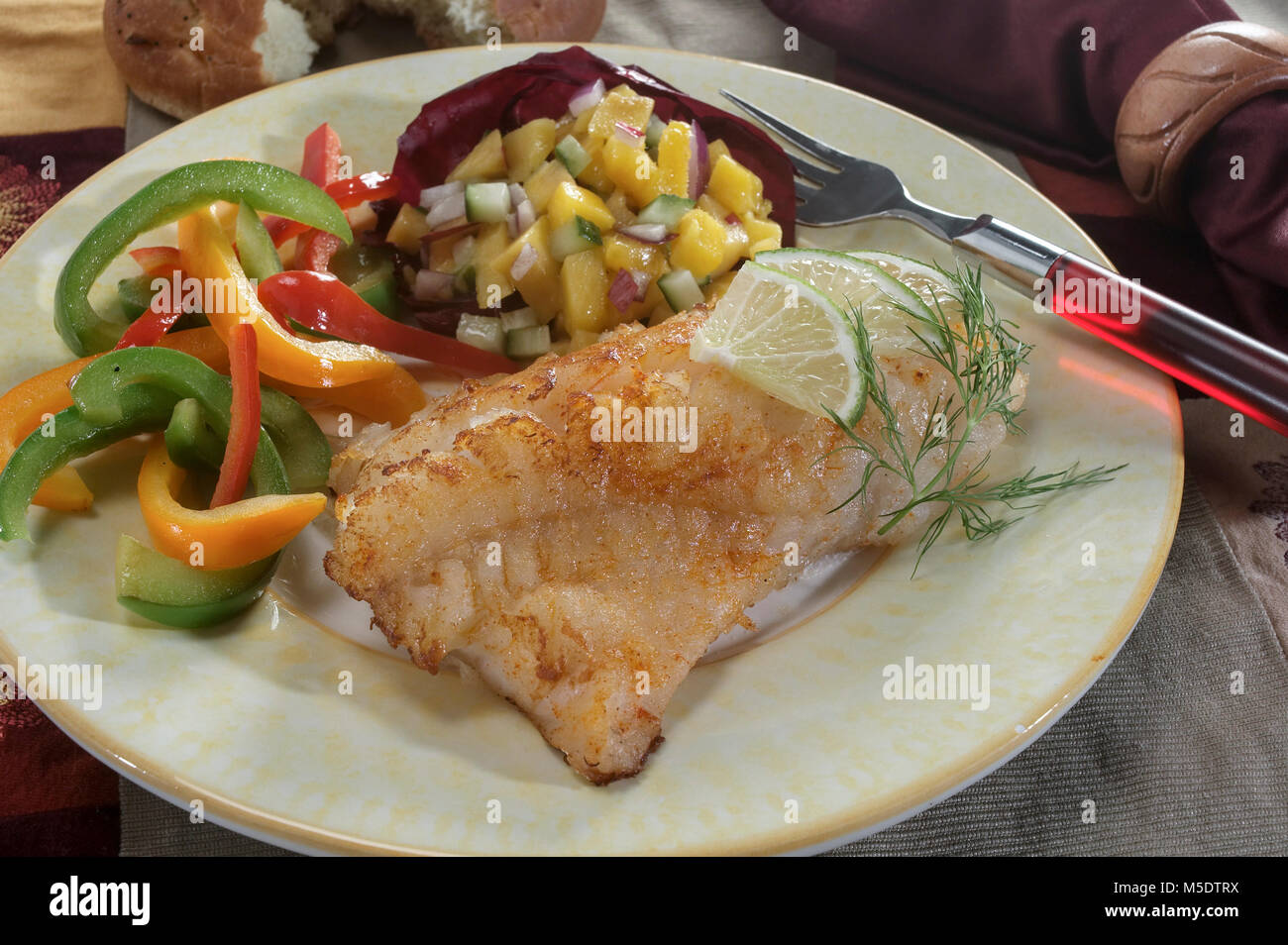 Haddock Fish Dinner Stock Photo Alamy