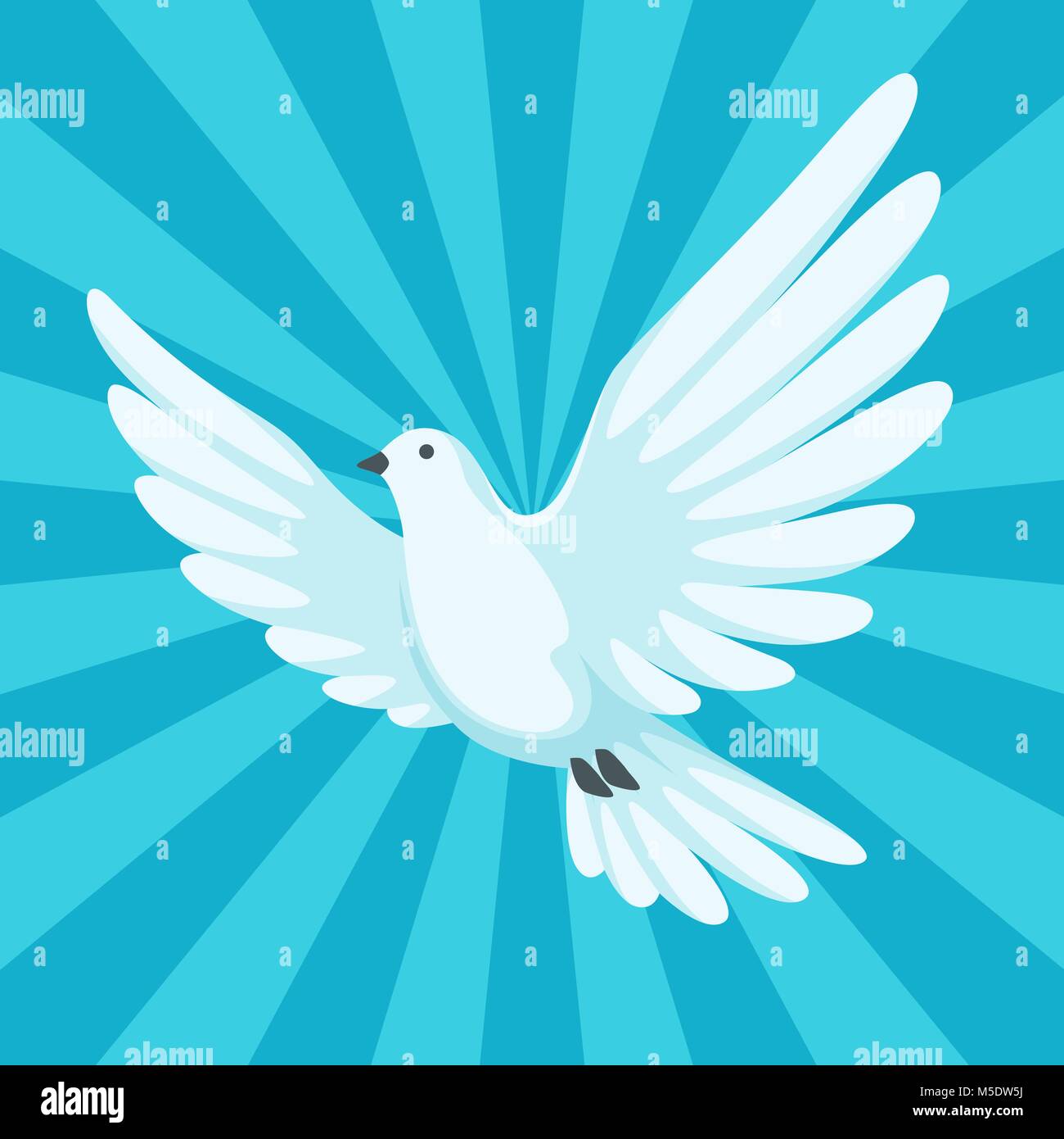 Background with white dove. Beautiful pigeon faith and love symbol Stock Vector