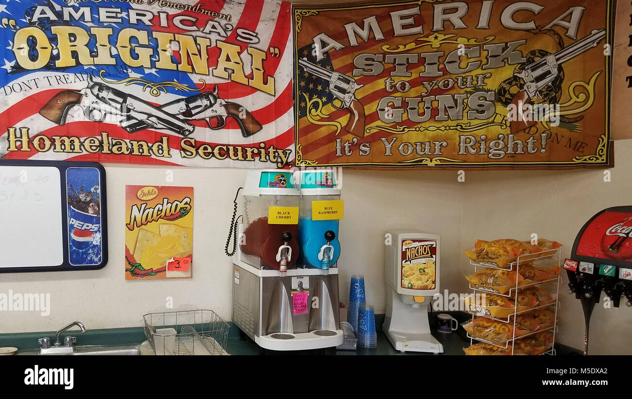 North America, USA, Montana, Gas station interior Stock Photo Alamy