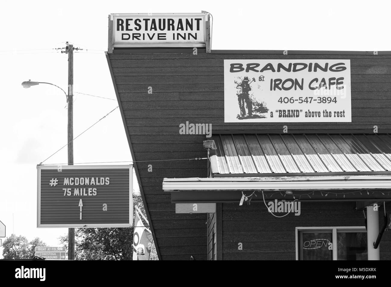 North America, USA,Montana, White Sulphur Springs, Branding Iron Cafe Stock Photo