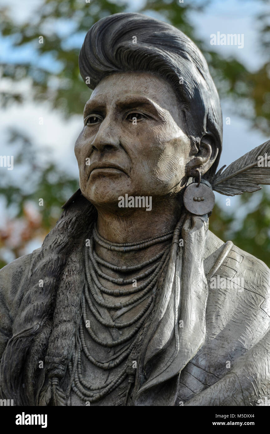 North America, USA, Pacific Northwest, Oregon,Wallowa County, Joseph, Chief Joseph statue, Stock Photo