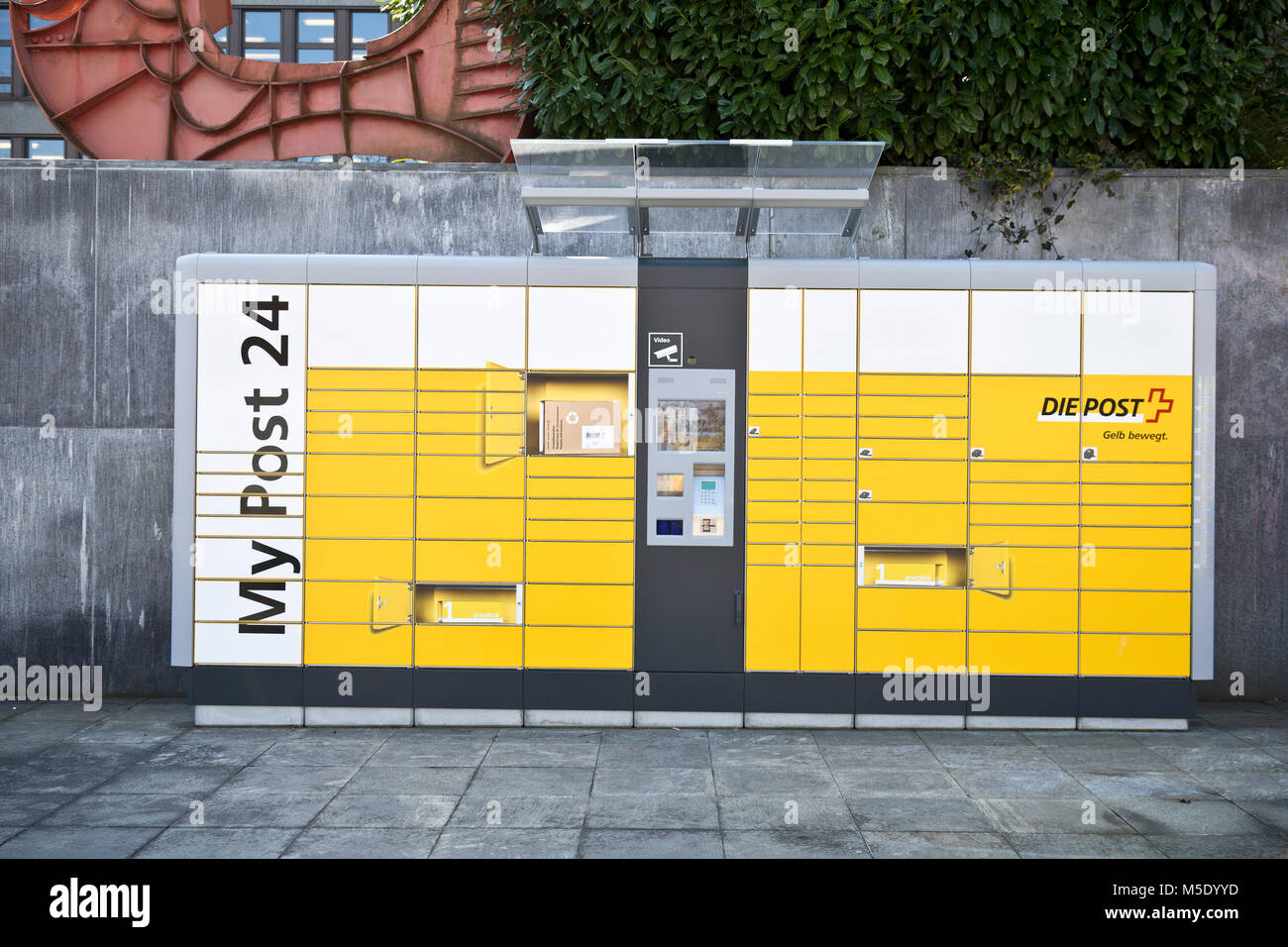 Micron of post, PTT, post, Switzerland, yellow, parcel post Stock Photo -  Alamy