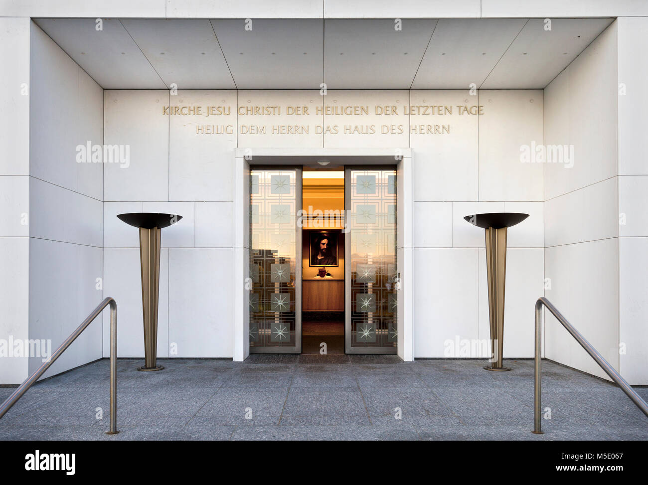 Mormon, temple, post, entrance, religion Stock Photo