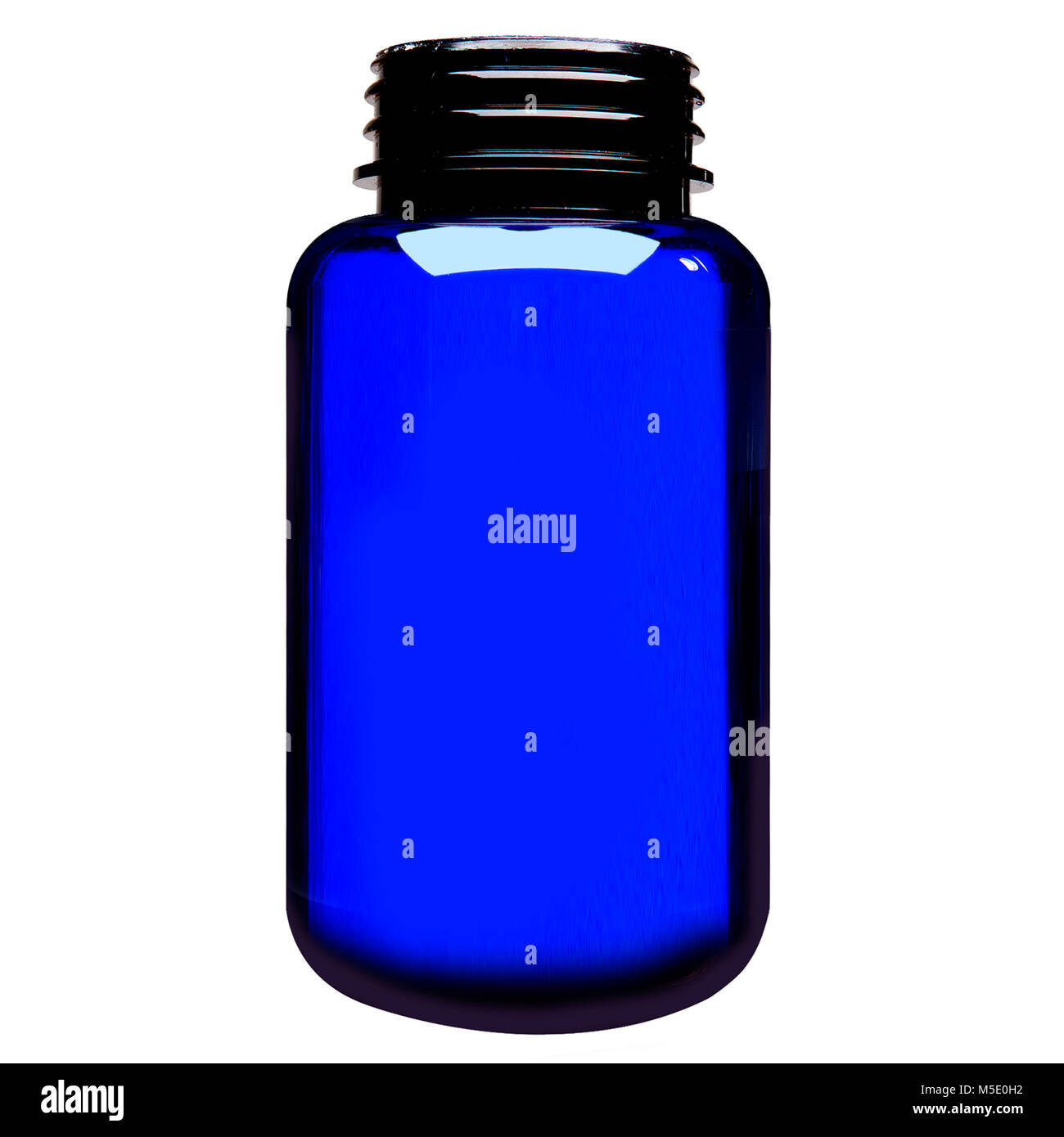 Blue medicine bottle without top Stock Photo