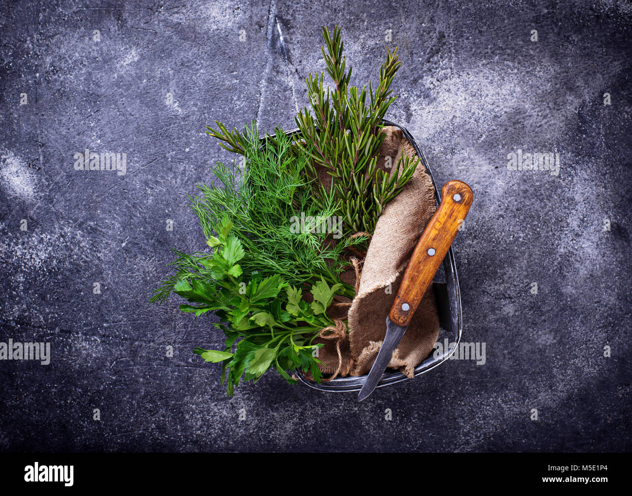 Mix of herbs. Rosemary, dill and parsley Stock Photo Alamy