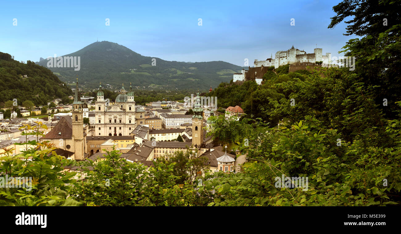 Salzburg panorama with Hohensalzburg Fortress, Austria Stock Photo