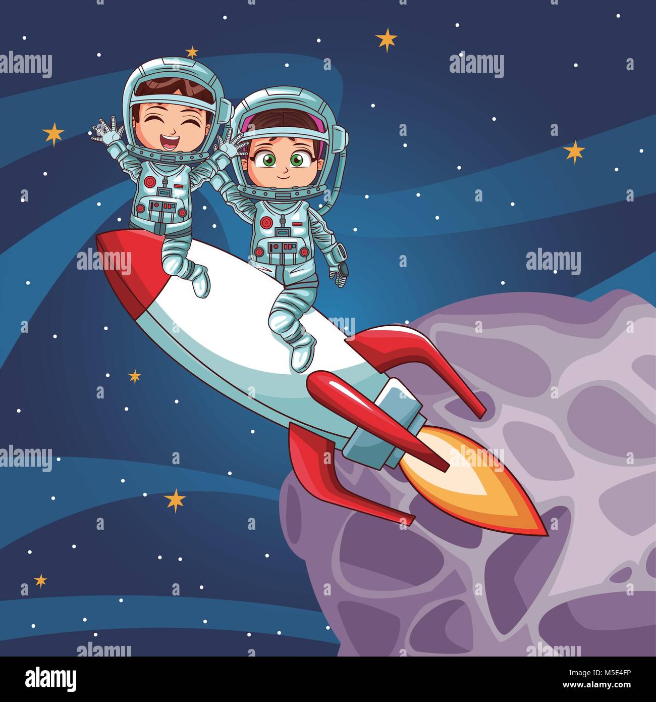 Astronaut Kids Cartoon Stock Vector Image Art Alamy