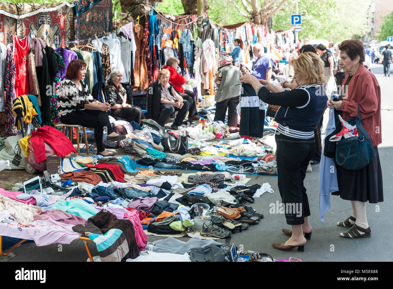 Women at the clothing market in Yerevan,Armenia Stock Photo Alamy
