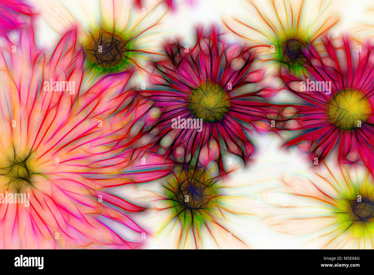 Abstract glowing neon flowers Stock Photo