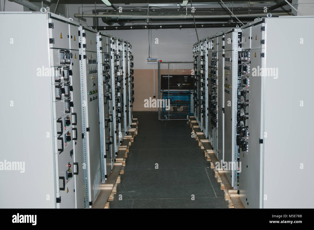 Manufacture of low-voltage cabinets. Modern smart technologies in the electric power industry. The use of electrical energy in industry. Stock Photo