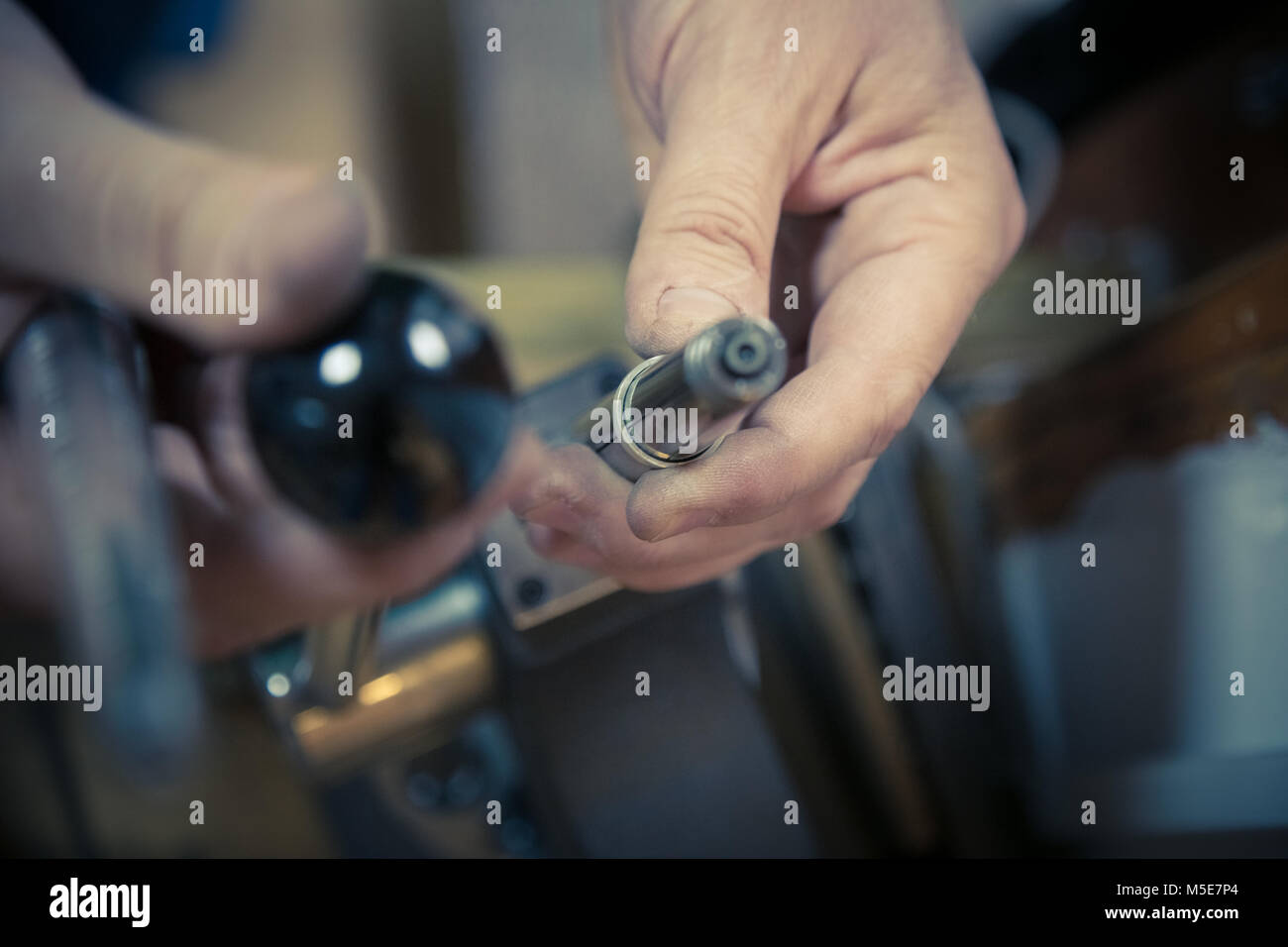 Process of wedding ring crafting Stock Photo Alamy