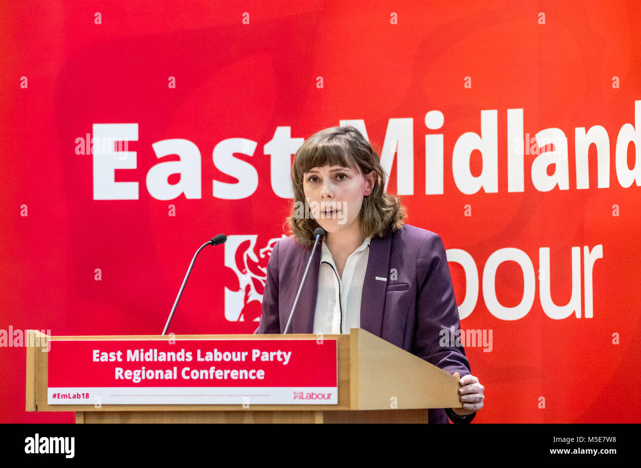 Emma Foody, Regional Director speaking at the East Midlands Labour Party 2018 conference in Loughborough, UK. Stock Photo
