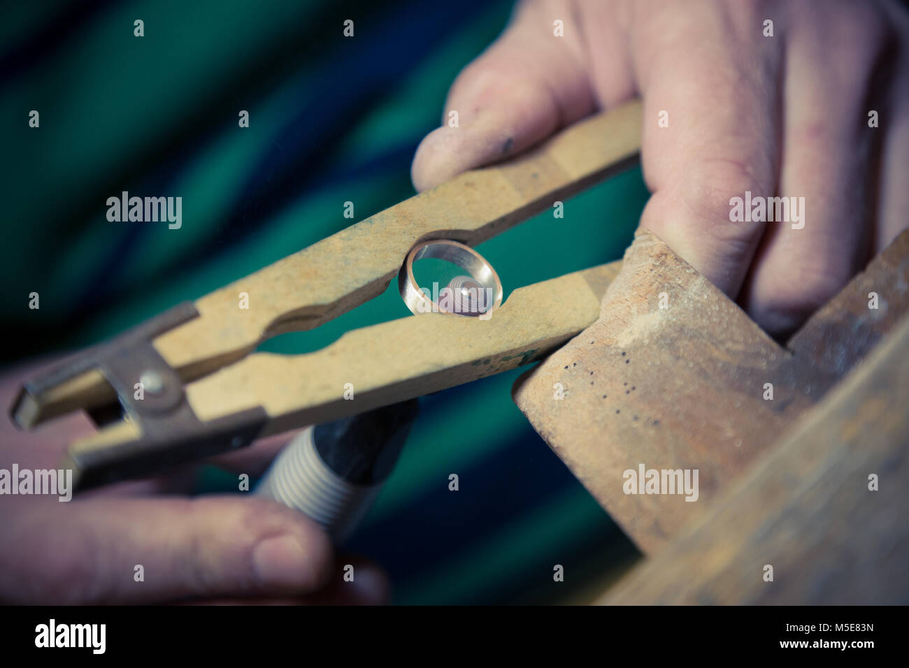 Process of wedding ring crafting Stock Photo Alamy