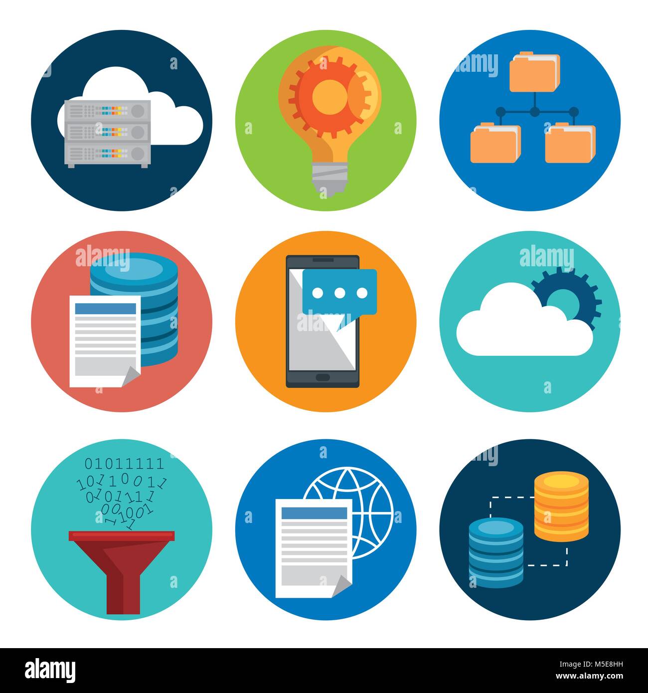 big data set icons Stock Vector