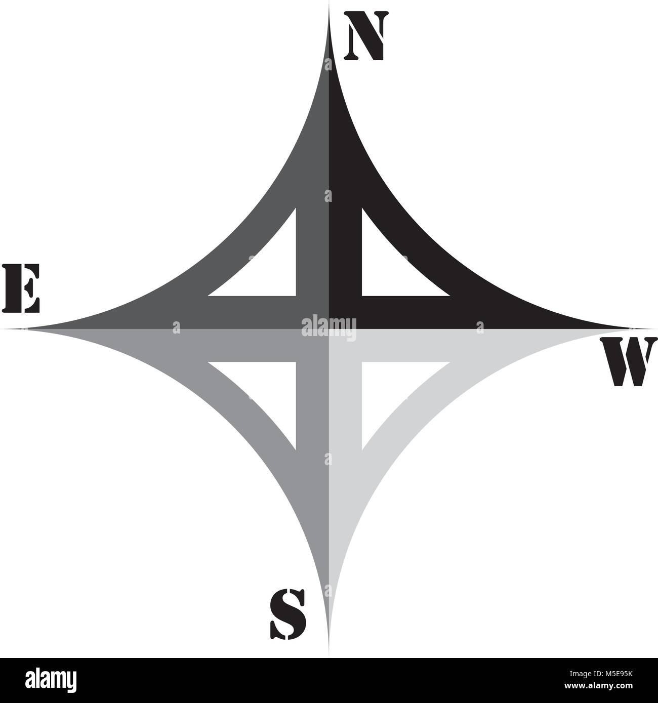 Cardinal Points Indicator black to gray elements Stock Vector