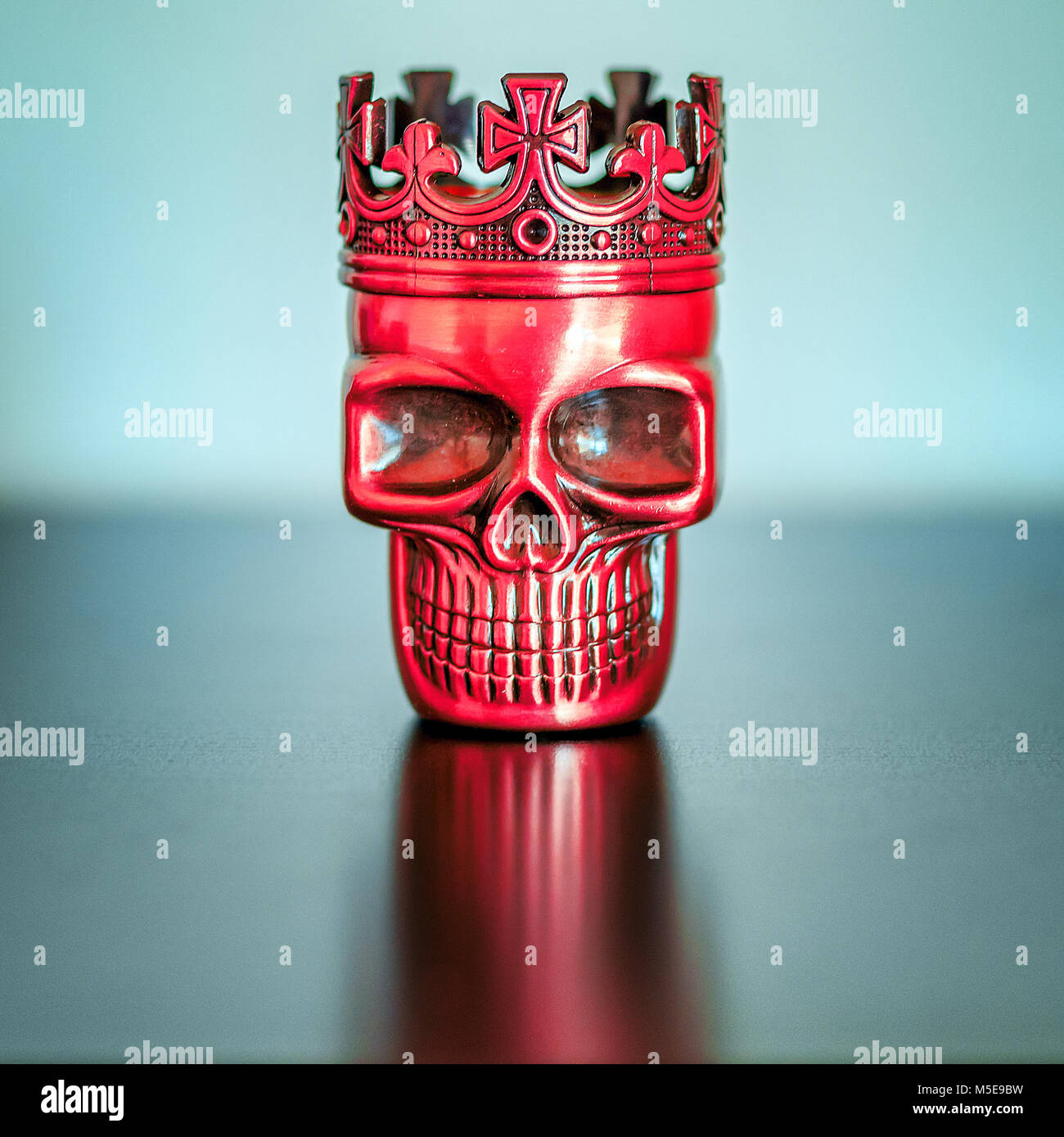 Red Metal King Skull Stock Photo