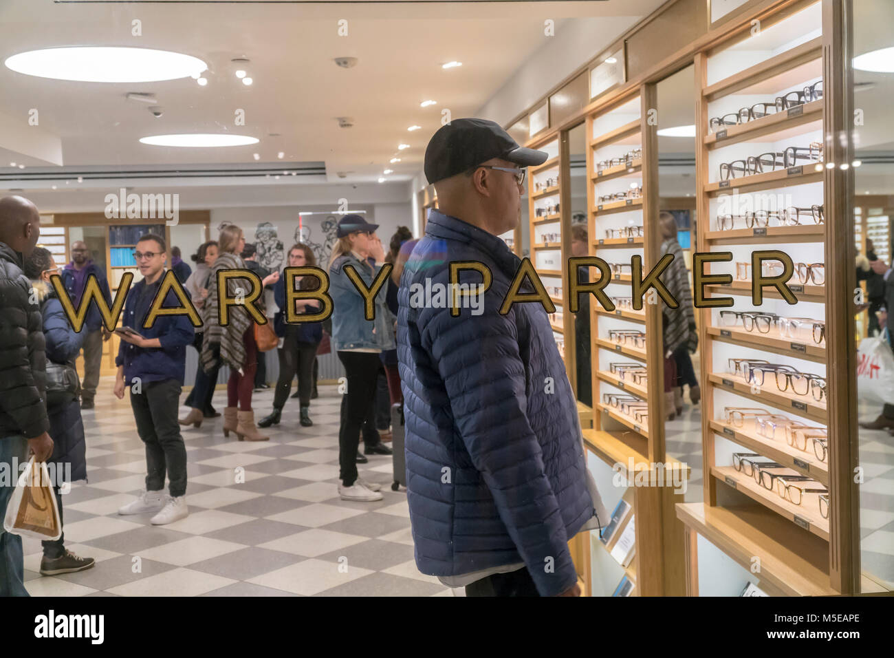 Customers In The Warby Parker Eyeglasses Store In Grand Central Terminal In New York On Friday February 16 18 Warby Parker Announced It Plans To Reach 100 Stores This Year Up From