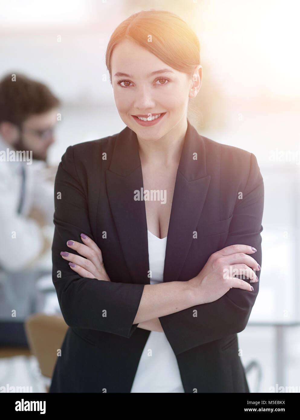 successful business woman on the background of the office Stock Photo ...