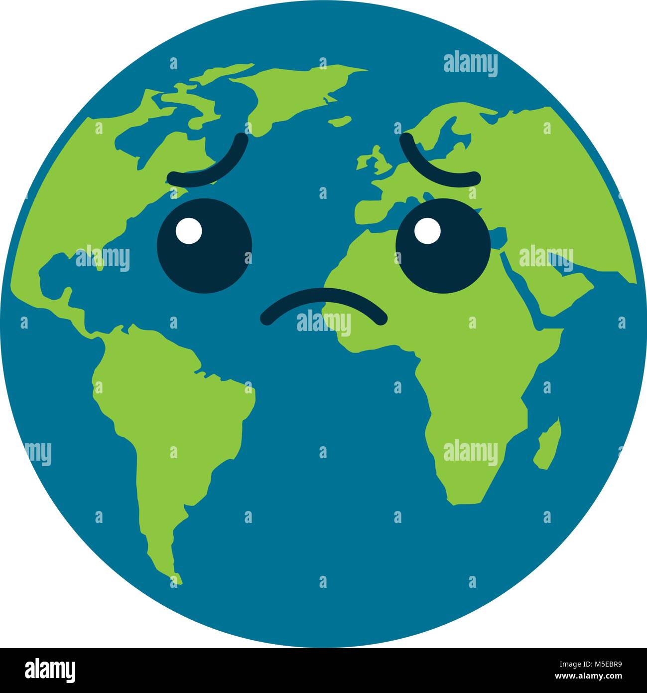 cartoon earth globe planet sad character Stock Vector