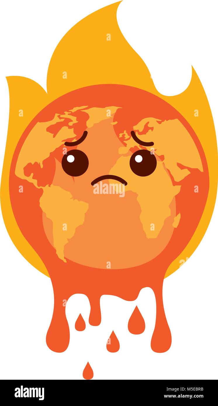 cartoon melted sad burning earth globe world Stock Vector Image & Art -  Alamy