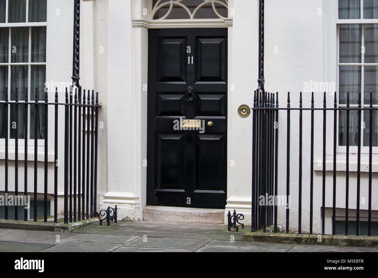 London, UK. 10th January, 2018. The entrance to No. 11 Downing Street. Stock Photo