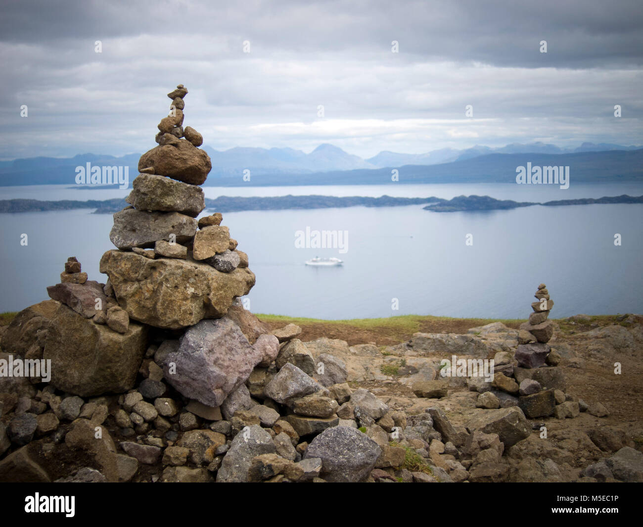 Isle of Skye, Old Man of Storr rock formations in the Scottish highlands Stock Photo