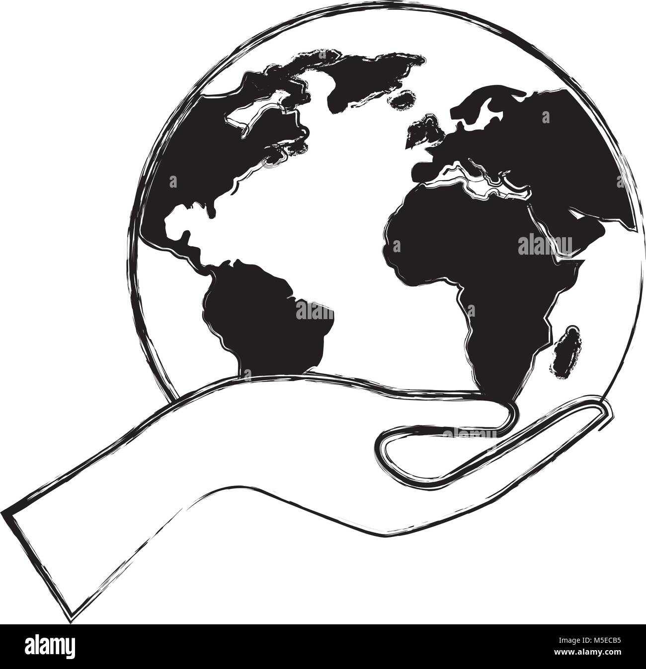 human hand holding earth globe world Stock Vector Image & Art - Alamy
