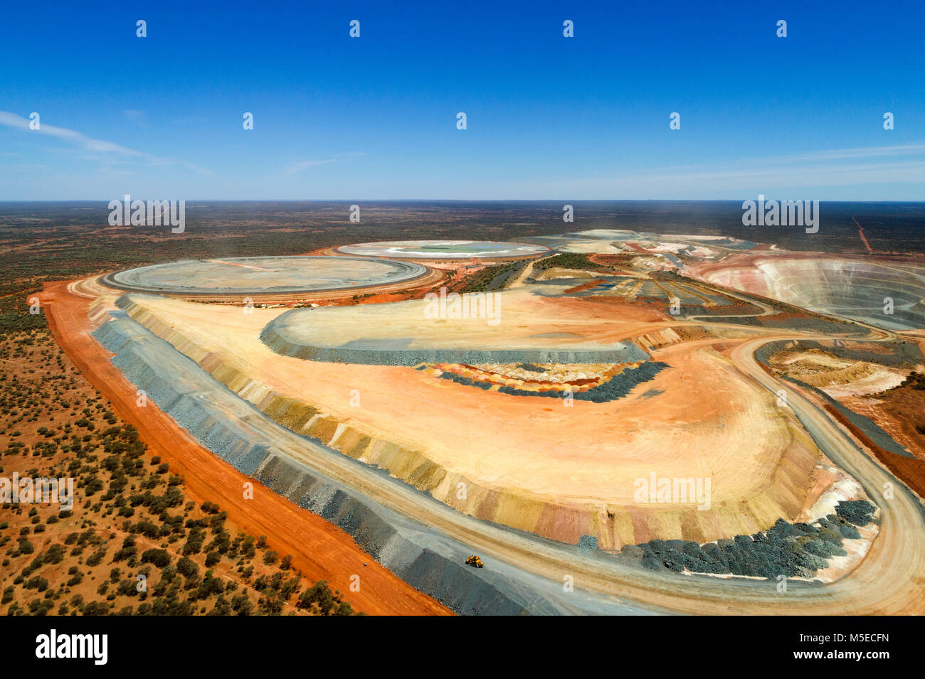 Aerial view of open cut gold mine, Murchison, Western Australia Stock Photo