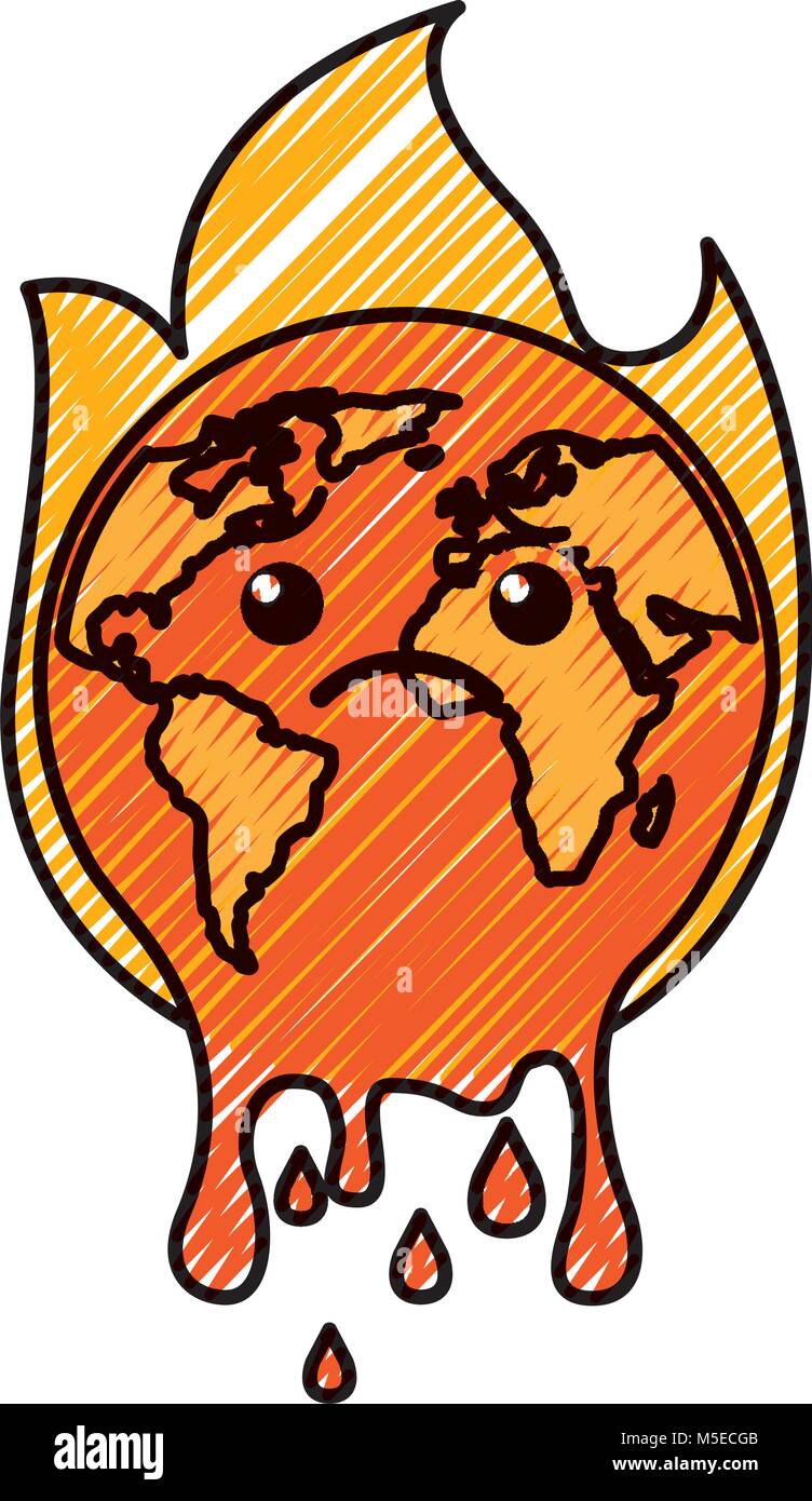 cartoon melted sad burning earth globe world Stock Vector Image & Art -  Alamy