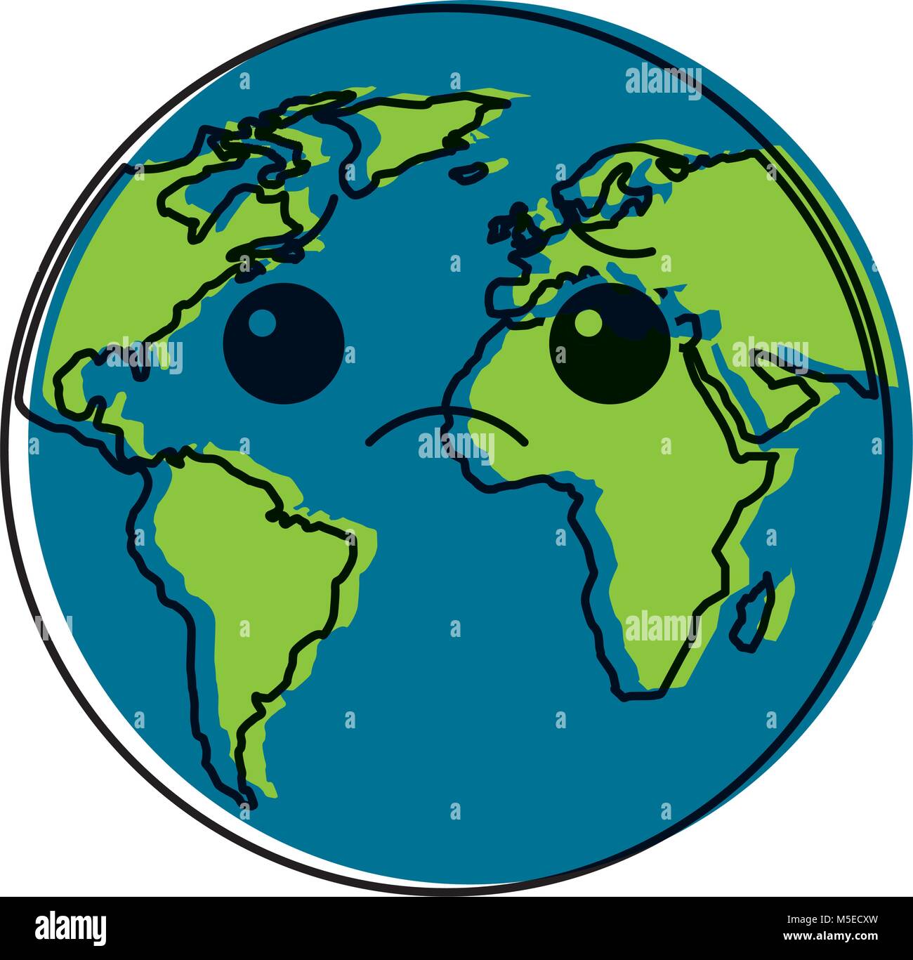 cartoon earth globe planet sad character Stock Vector
